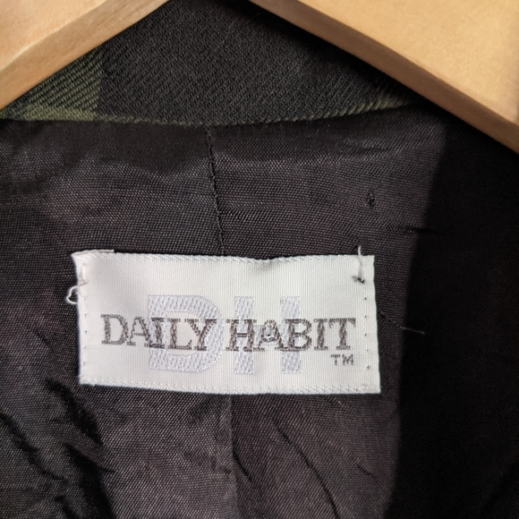 VTG 90's DAILY HABIT Plaid Blazer Zip Front Jacket - Picture 4 of 11